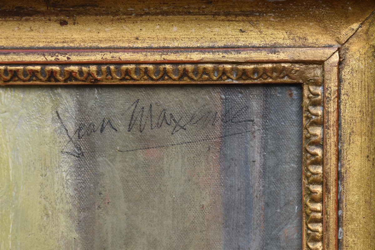 Jean MAXENCE "Femme à la robe blanche"  huile sur carton 46x38-photo-2